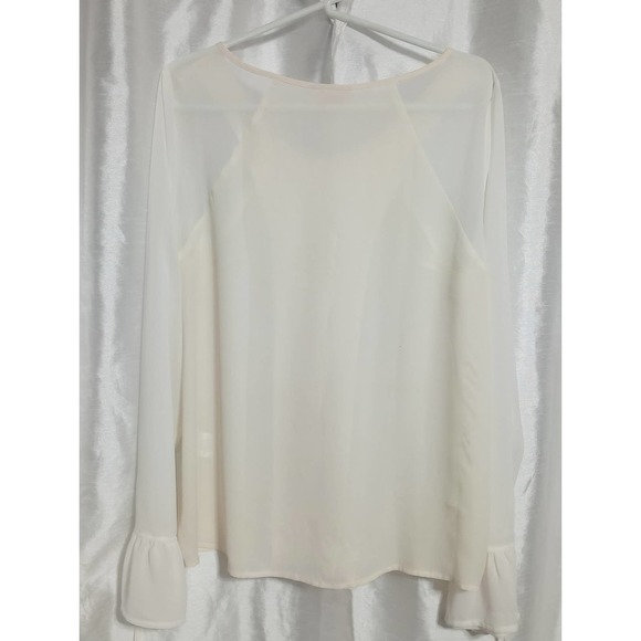 MODCLOTH Cream Ivory Top Flutter sleeve Blouse - Picture 3 of 7